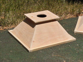 The
pyramid structure, after the rear plate has been
added and mounting hole cut.